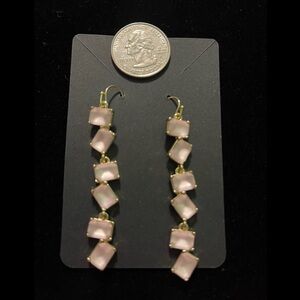 Elegant Pink Square Drop Earrings